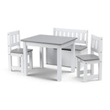 Keezi 2 in 1 Kids Table and Chair Set, Activity Table with Storage Bench and 2 Chairs for Reading, Drawing, Writing, Snack Time & Arts Crafts, 4 PCS