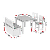 Keezi 2 in 1 Kids Table and Chair Set, Activity Table with Storage Bench and 2 Chairs for Reading, Drawing, Writing, Snack Time & Arts Crafts, 4 PCS