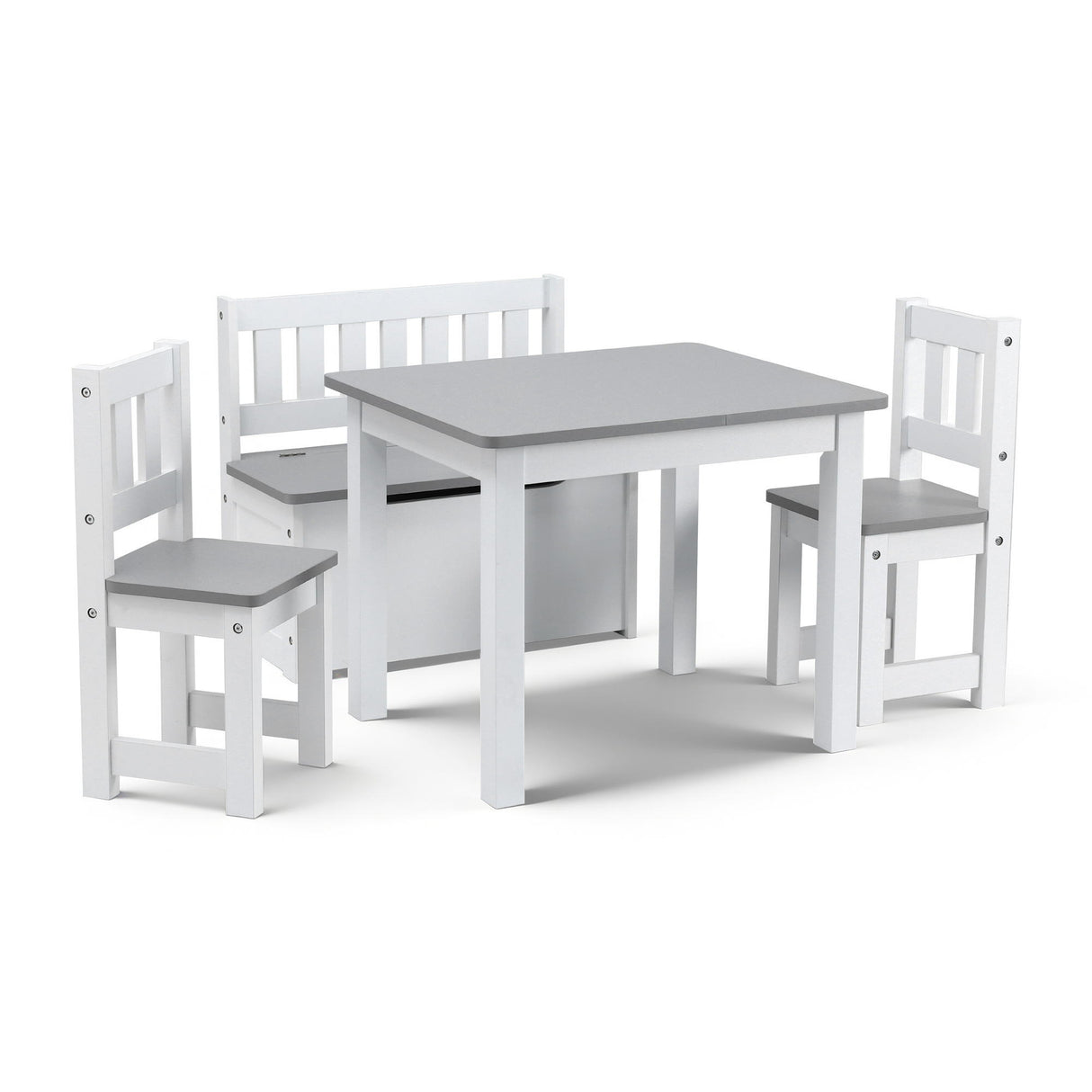 Keezi 2 in 1 Kids Table and Chair Set, Activity Table with Storage Bench and 2 Chairs for Reading, Drawing, Writing, Snack Time & Arts Crafts, 4 PCS