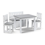 Keezi 2 in 1 Kids Table and Chair Set, Activity Table with Storage Bench and 2 Chairs for Reading, Drawing, Writing, Snack Time & Arts Crafts, 4 PCS
