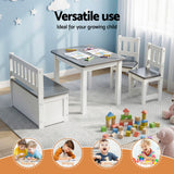 Keezi 2 in 1 Kids Table and Chair Set, Activity Table with Storage Bench and 2 Chairs for Reading, Drawing, Writing, Snack Time & Arts Crafts, 4 PCS