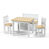 Keezi 2 in 1 Kids Table and Chair Set, Activity Table with Storage Bench and 2 Chairs for Reading, Drawing, Writing, Snack Time & Arts Crafts, 4 PCS