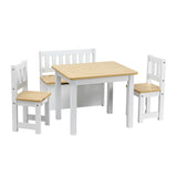 Keezi 2 in 1 Kids Table and Chair Set, Activity Table with Storage Bench and 2 Chairs for Reading, Drawing, Writing, Snack Time & Arts Crafts, 4 PCS
