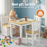 Keezi 2 in 1 Kids Table and Chair Set, Activity Table with Storage Bench and 2 Chairs for Reading, Drawing, Writing, Snack Time & Arts Crafts, 4 PCS
