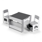 Keezi Kids Table and Chair Set, 4 in 1 Wooden Activity Table with Bookcase, Storage Box and Detachable Blackboard, Toddler Table and 2 Chairs Set,