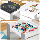 Keezi Kids Table and Chair Set, 4 in 1 Wooden Activity Table with Bookcase, Storage Box and Detachable Blackboard, Toddler Table and 2 Chairs Set,