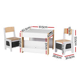 Keezi Kids Table and Chair Set, 4 in 1 Wooden Activity Table with Bookcase, Storage Box and Detachable Blackboard, Toddler Table and 2 Chairs Set,