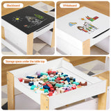 Keezi Kids Table and Chair Set, 4 in 1 Wooden Activity Table with Bookcase, Storage Box and Detachable Blackboard, Toddler Table and 2 Chairs Set,