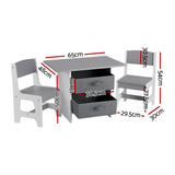 Keezi Kids Table and 2 Chairs Set Wooden Activity Table wit 2 Storage Drawers, Toddler Table and Chair Set for Children Drawing, Reading, Crafts,