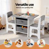 Keezi Kids Table and 2 Chairs Set Wooden Activity Table wit 2 Storage Drawers, Toddler Table and Chair Set for Children Drawing, Reading, Crafts,
