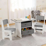 Keezi Kids Table and 2 Chairs Set Wooden Activity Table wit 2 Storage Drawers, Toddler Table and Chair Set for Children Drawing, Reading, Crafts,