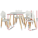 Keezi 5PCS Kids Table and Chairs Set Children Activity Study Play Desk White - Front View