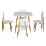 Keezi 5PCS Kids Table and Chairs Set Children Activity Study Play Desk White - Side View