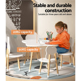 Keezi 5PCS Kids Table and Chairs Set Children Activity Study Play Desk White - 45-Degree Angle