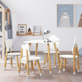Keezi 5PCS Kids Table and Chairs Set Children Activity Study Play Desk White - Low Angle