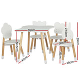 Keezi 5PCS Kids Table and Chairs Set Children Activity Study Play Desk White - Front View