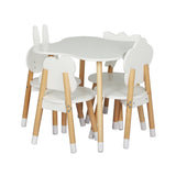 Keezi 5PCS Kids Table and Chairs Set Children Activity Study Play Desk White - Side View