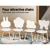 Keezi 5PCS Kids Table and Chairs Set Children Activity Study Play Desk White - 45-Degree Angle