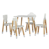 Keezi 5PCS Kids Table and Chairs Set Children Activity Study Play Desk White - Close-Up Angle