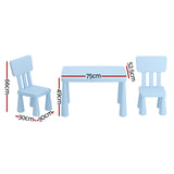 1 Keezi Kids Table and 2 Chairs Set Blue - Front View
