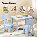 1 Keezi Kids Table and 2 Chairs Set Blue - Top-Down View