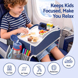 Keezi Kids Travel Tray Car Seat Lap Desk Portable Car Desk Organiser for Car & Airplane Blue - 45-Degree Angle
