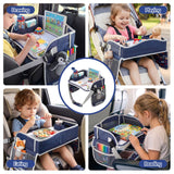 Keezi Kids Travel Tray Car Seat Lap Desk Portable Car Desk Organiser for Car & Airplane Blue - Rear View
