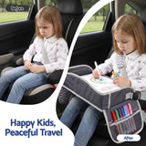 Keezi Kids Travel Tray Car Seat Lap Desk Portable Car Desk Organiser for Car & Airplane Grey - Top-Down View