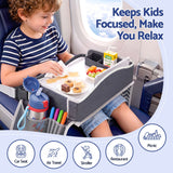 Keezi Kids Travel Tray Car Seat Lap Desk Portable Car Desk Organiser for Car & Airplane Grey - 45-Degree Angle