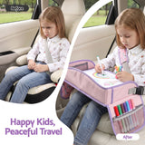 Keezi Kids Travel Tray Car Seat Lap Desk Portable Car Desk Organiser for Car & Airplane Pink - Top-Down View