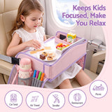 Keezi Kids Travel Tray Car Seat Lap Desk Portable Car Desk Organiser for Car & Airplane Pink - 45-Degree Angle