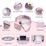 Keezi Kids Travel Tray Car Seat Lap Desk Portable Car Desk Organiser for Car & Airplane Pink - Close-Up Angle