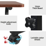 Artiss Laptop Desk Table Adjustable 60CM Dark Wood - Rear View