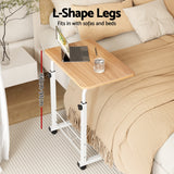 Artiss Laptop Desk Table Adjustable 60CM Light Wood - Top-Down View