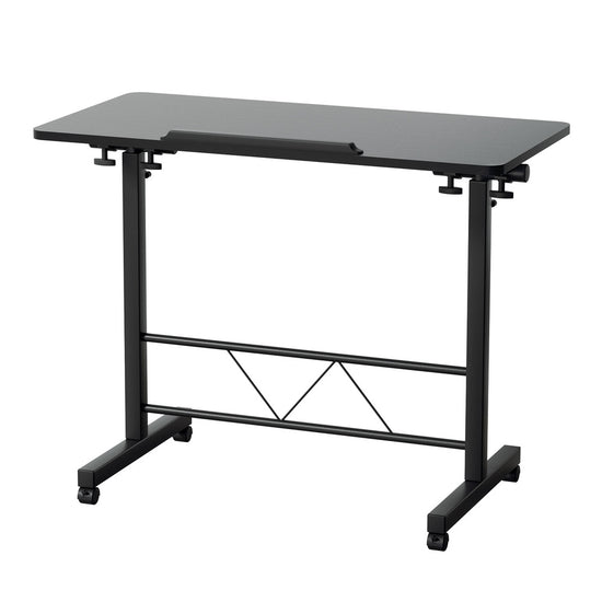 Adjustable Mobile Laptop Desk with U-Shape Design - 80CM Black Wooden Table for Bedside & Sofa