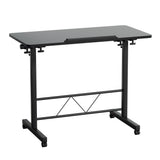 Adjustable Mobile Laptop Desk with U-Shape Design - 80CM Black Wooden Table for Bedside & Sofa - Side View
