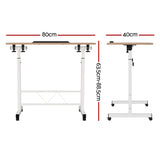 Artiss Laptop Desk Table Adjustable 80CM Light Wood - Front View