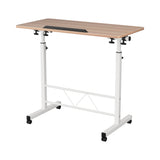 Artiss Laptop Desk Table Adjustable 80CM Light Wood - Side View
