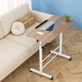 Artiss Laptop Desk Table Adjustable 80CM Light Wood - Low Angle
