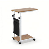 Artiss Laptop Desk Height Adjustable Mobile Workstation Computer Desks 48CM Oak - Side View
