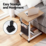 Artiss Laptop Desk Height Adjustable Mobile Workstation Computer Desks 48CM Oak - Rear View