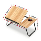Artiss Laptop Desk Bed Table Foldable Portable Desktop Oak - Front View
