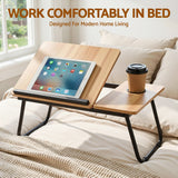 Artiss Laptop Desk Bed Table Foldable Portable Desktop Oak - Top-Down View