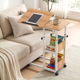 Artiss 3 Tier Adjustable Laptop Desk Tiltable Mobile Side Table Wheels Oak - Extra Image