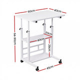 Artiss Laptop Desk Height Adjustable Mobile Workstation Computer Desks 60CM White - Front View