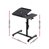 Artiss Laptop Desk Table Fan Cooling Black 60CM - Front View