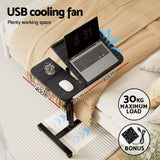 Artiss Laptop Desk Table Fan Cooling Black 60CM - Top-Down View