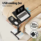 Artiss Laptop Desk Table Fan Cooling Black 60CM - Top-Down View