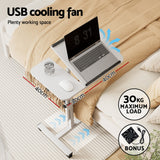 Artiss Laptop Desk Table Fan Cooling White 60CM - Top-Down View