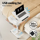 Artiss Laptop Desk Table Fan Cooling White 60CM - Top-Down View